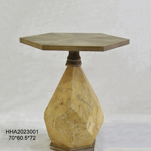 Table basse en bois durable et portable de style rustique géométrique pour salon - Product Image 2