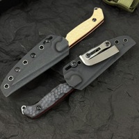 Nouveau couteau compact à lame droite pour l'extérieur avec manche en lin/G10, épaisseur 45 mm - Utilisation pour le camping, les situations d'urgence, la pêche et les fruits à la maison