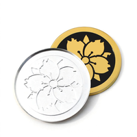 Étiquette Métallique Ronde OEM en Émail Motif Floral, Plaqué Or, pour Boîte Cadeau Cosmétique et Parfum, Décoration Personnalisée de Marque