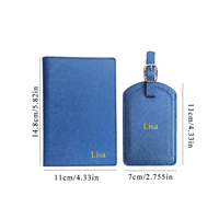 Ensemble de voyage personnalisé en cuir PU texturé Saffiano avec logo, comprenant une housse de passeport, une étiquette de bagage, un porte-cartes de crédit et un porte-stylo