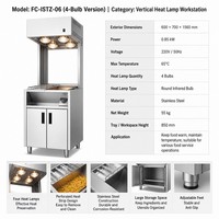 Vitrine chauffante commerciale pour frites et chips, avec contrôle automatique de la température, éclairage électrique, idéale pour les food trucks