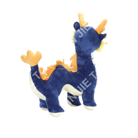 Peluche de dragon rembourrée en polyester, peluche de dragon personnalisable, peluche de dragon bleue brodée avec OEM ODM