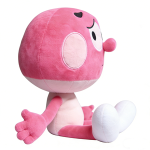 Customized Quirky pink plush with expressive eyes for kids, Adorable pink <b>stuffed</b> <b>animal</b> with <b>large</b> head design - Product Image 3