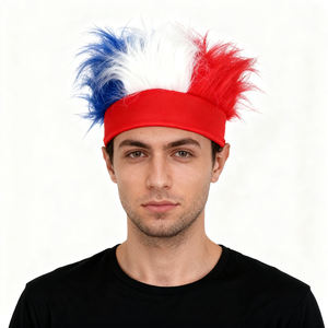 Peluca Colorida para Fanáticos del Fútbol, Colores de Bandera de Equipo, Día de Partido, Estadio, Fiesta Deportiva, Peluca con Púas, Sin Pegamento, Sin Llama - Product Image 1