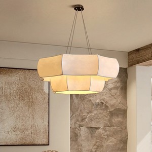 Lámpara de araña octogonal de doble capa con base para bombilla E27, forma redonda, para sala de estar, dormitorio, hotel, casa de huéspedes - Product Image 3
