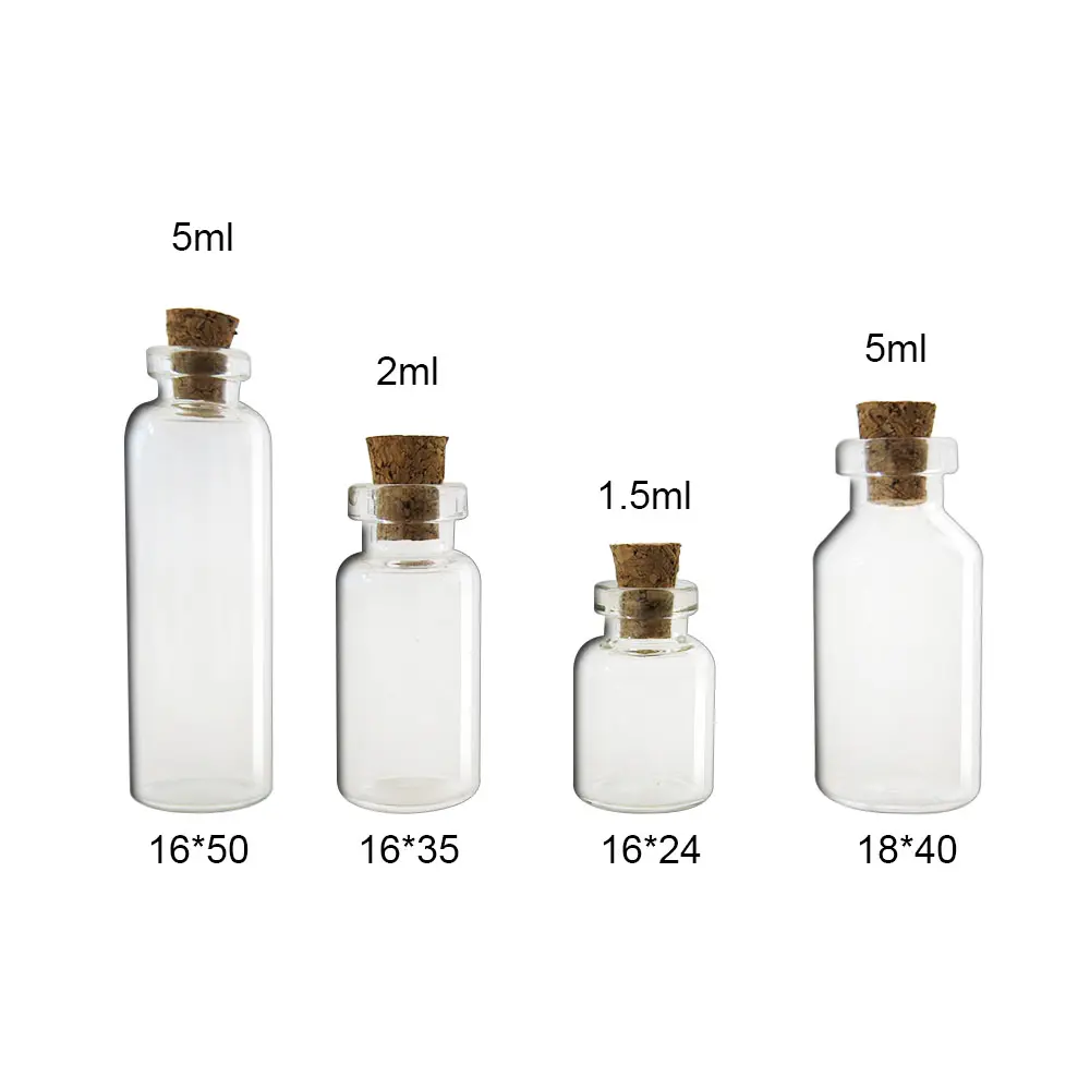 Leere 1,5 ml 2ml 5ml recycled mini glas, flasche mit holz kork für olivenöl nachricht geschenk lagerung fläschchen