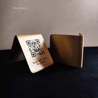 Letrero de Mesa Personalizado con Código QR en Latón, Placa de Número de Mesa Metálica en Forma de V para Restaurantes de Alta Gama y Pedidos