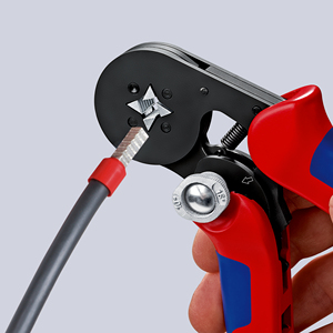 Outil de sertissage Knipex pour embouts, ajustement automatique par entrée latérale, sertisseur de fils en acier de qualité industrielle, poignée souple - Product Image 1