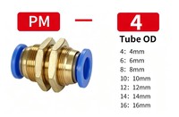Raccords rapides PM One-Touch Union Bulkhead en laiton pour tuyau pneumatique, pièces pneumatiques pour ligne d'air