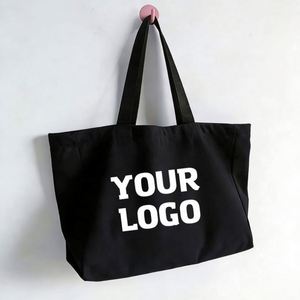 Sac fourre-tout en toile avec logo imprimé, design personnalisé, avec poche et fermeture éclair - Product Image 1