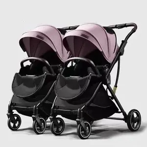 Poussette bébé 4 en 1 Ultra-Léger Pliable Portable Bébé Haute-Vue Poche Parapluie Voiture Enfants Poussette Double