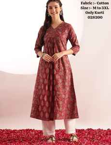 Kurti sencillo con estampado Jaipuri puro en algodón 60-60, la mejor calidad para el verano - Product Image 4