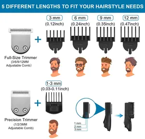 2024 Máquina de corte de cabelo elétrica LCD Kit de aparador de cabelo 6 em 1 para homens