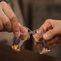 RORO ensemble de 10 pièces verre doré cristal vin bière claret gobelet ensemble avec boîte-cadeau en cuir paquet pour cadeaux d'amis d'affaires