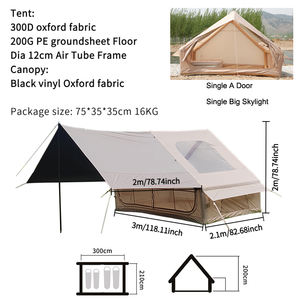 Tente <span class=keywords><strong>gonflable</strong></span> pour 2 à 4 personnes, installation facile, 4 saisons, 6,3 et 12 mètres, imperméable, avec <span class=keywords><strong>auvent</strong></span> et fenêtres panoramiques - Product Image 5