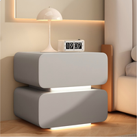 Table de chevet moderne intelligente avec miroir et éclairage LED multifonctionnel, en bois, pour chambre à coucher et appartement