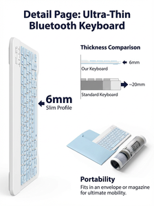 Stock Mini Tastatur Slim Thin Teclado bluetooth Wireless Keyboard for a samsung galaxy <b>Tab</b> S10 Fe - Product Image 5