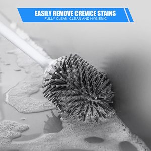Brosse de toilette en silicone, kit de nettoyage de cuvette de toilette robuste, brosse de nettoyage de toilette à main durable avec bec verseur d'eau - Product Image 5