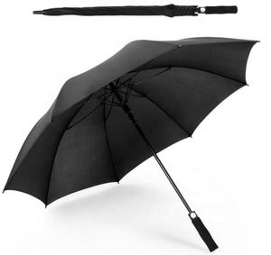 Parapluie classique de haute qualité à trois plis, couleur noire, avec logo de golf imprimé, ouverture automatique, poignée souple, idéal pour les voyages - Product Image 4