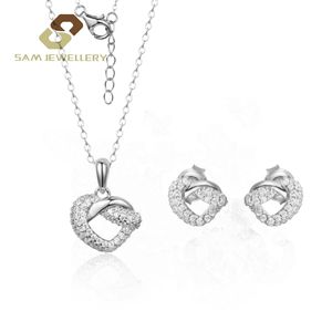 Alta calidad 925 plata esterlina pequeño pretzel Cubic Zirconia corazón nudo Stud pendientes lindo joyería fina fábrica al por mayor - Product Image 2