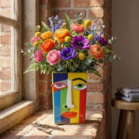 Picasso Abstrakter Gesichts-Blumentopf Garten Hof Dekoration Balkon Sukkulenten-Pflanze Wohndekor-Artikel Einweihungsgeschenk
