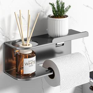 <span class=keywords><strong>Porte</strong></span>-papier toilette <span class=keywords><strong>mural</strong></span> moderne <span class=keywords><strong>et</strong></span> écologique avec étagère de rangement, support adhésif pour mouchoirs, construction métallique pour salle de bain - Product Image 1