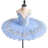 Robe de tutu de ballet classique pour filles, col en V profond, appliques en dentelle, perles, paillettes, jupe en tulle, costume de scène