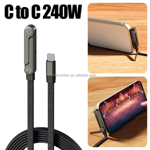 Cable USB C Schitec de nuevo diseño, aleación de zinc, 240W, 1m, con soporte ajustable para teléfono, cable de carga para teléfono móvil. - Product Image 6