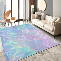 Tapis de luxe à motif vague fluide dégradé bleu-vert, imprimé sur mesure, grande taille, pour salon, décoration moderne, doux et confortable