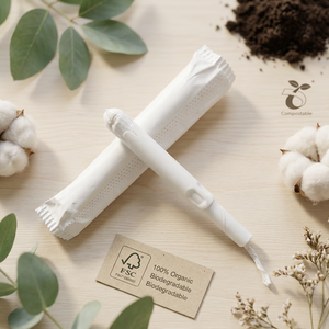 Tampons applicateurs en carton biodégradable écologiques 100% coton biologique pour l'hygiène féminine, multi-absorbants - Product Image 1