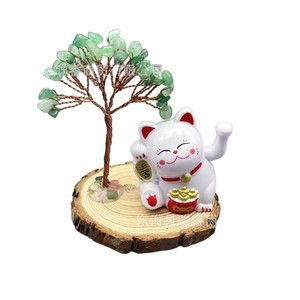 ต้นไม้เงินคริสตัลประดับแมวนำโชคพร้อมฐานไม้ ของตกแต่งบ้าน ของขวัญ - Product Image 5