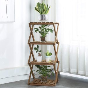 Estante de flores plegable de cuatro pisos, estante de plantas, estante de almacenamiento multifuncional, libros, marco de fotos, estantería, patio, jardín, Terrac - Product Image 3