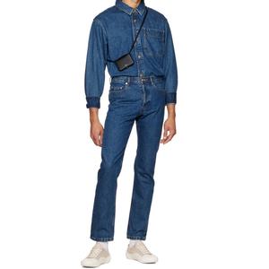 Chemise en jean tendance à manches longues avec poche plaquée, style décontracté, 100% denim bleu pour hommes - Product Image 6