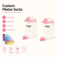 Chaussettes de yoga et de pilates pour femmes, tricotées, avec logo personnalisé, bordure volantée, antidérapantes, pour le fitness printanier