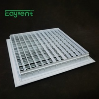 Grille de Diffusion d'Air Carrée Moderne à Double Couche et à Lamelles Rotatives à 360° en Alliage d'Aluminium pour Systèmes CVC de Sous-sol