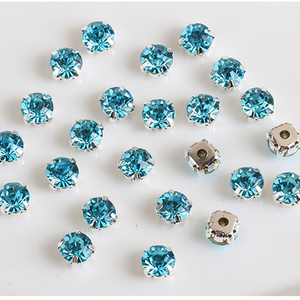 أحجار كريستالية زجاجية للملابس، ترصيع بالخياطة على شكل حجر الراين، بقاعدة مخلبية من النحاس المطلي بالفضة/الذهب - Product Image 3