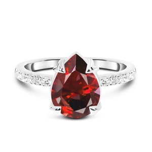 Anillo de Compromiso de Plata de Ley 925 con Granate en Forma de Pera de James Avery, Chapado en Rodio, Regalo de Boda con Detalles de Diamantes - Product Image 2