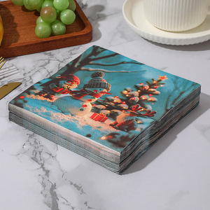 Christmas Paper Napkins 330mm Square Printed Holiday Disposable Napkins For Christmas Party - Product Image 3