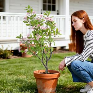 Ruopei PZD-1-11 Árbol Topiario de Hierba y Flores Realistas, Resistente a los Rayos UV, Ecológico, Arbusto Artificial con Estaca para el Suelo - Product Image 1