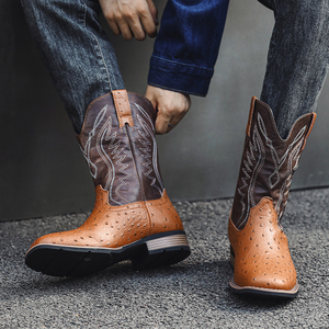 Bottes de <span class=keywords><strong>cowboy</strong></span> en cuir artificiel bon marché bon marché pour hommes, bottes de <span class=keywords><strong>cowboy</strong></span> personnalisées en usine, bottes pour hommes design de mode au Mexique - Product Image 3