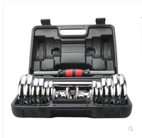 Ensemble d'haltères réglables en chrome et acier pour la musculation à domicile, 15 kg/20 kg/30 kg/50 kg