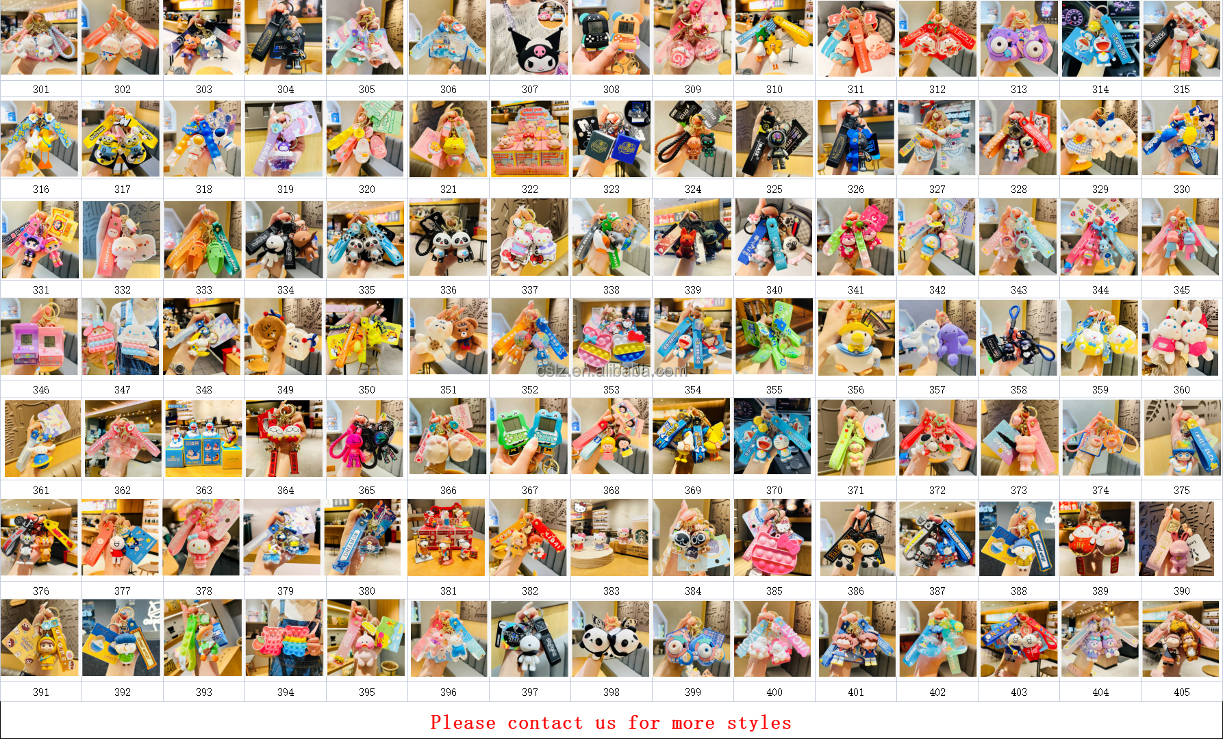 500+style Keychain Doll Car Key Bag Accessories Cute Cartoon 3D Keychains PVC Silicone Keyring with Wrist Strap Key Chain