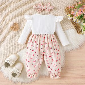 2026 Herbst Neuer Blumenmuster-Schleifen-Jumpsuit, Süße und Niedliche Baby- und Kinderkleidung - Product Image 3