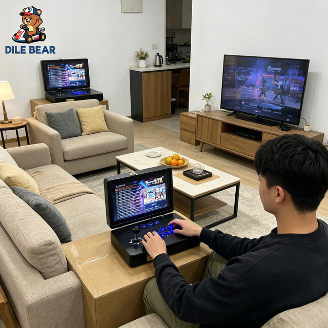 14-Inch Portable Arcade Games Cabinet Household Video Game Console with Thousand Fighting Games Metal & Plastic English Language