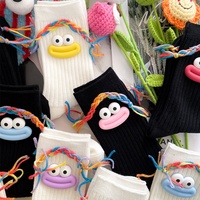 Chaussettes d'automne unisexes amusantes, antibactériennes, en pur coton, style tendance Instagram, style célébrité d'Internet, chaussettes mignonnes à grandes bouches, style moche-mignon