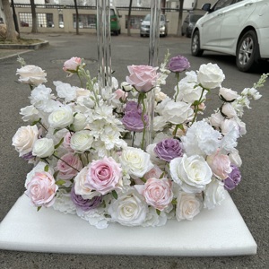 Centro de Mesa de Flores Artificiales GreenLife, 60 cm, Morado, Rosa y Blanco, el Más Vendido, para Decoración de Mesa de Boda y Banquete - Product Image 2