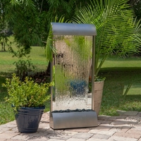 Fontaine cascade rectangulaire en acier inoxydable soudé sur mesure pour jardin extérieur, surface polie miroir, sculpture en corten, vente en gros