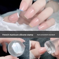Kit de tamponnage pour manucure française en silicone transparent, tampon pour nail art effet gelée avec raclette pour ongles à la française DIY