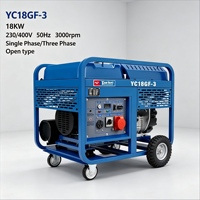 Générateur diesel à châssis ouvert Yuchai 18 kW YC18GF-3 20 kW max triphasé 230 V 400 V, groupe électrogène diesel portable avec AVR et démarrage électrique