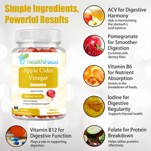 Gummies de Vinaigre de Cidre de Pomme de Haute Qualité avec du Sodium pour la Santé Digestive et une Détoxification Douce – Complément Alimentaire - Product Image 5